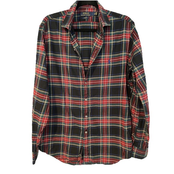 Polo Ralph Lauren Other - Polo Ralph Lauren Shirt Adult Slim Fit  L Red Plaid 100% Cotton Button Up Men's